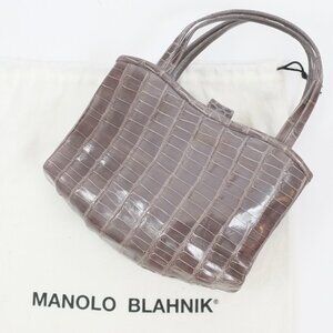 Y2K Manolo Blahnik 90s crocodile exotic skin handbag bag glossy double strap